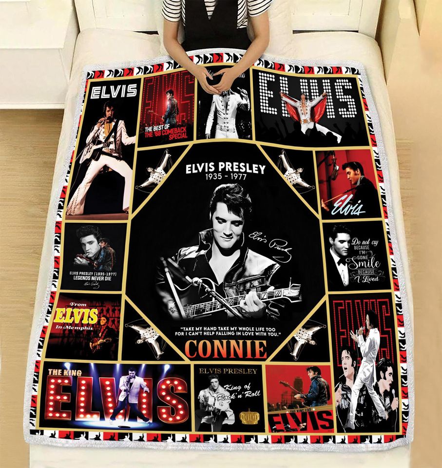 Custom Name Elvis Presley Quilt Blanket, Elvis Presley Vintage Blanket, Personalized Blanket, Gifts For Fans, Birthday Gift
