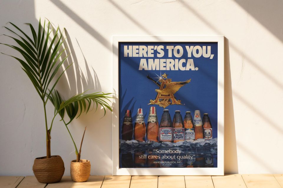 Vintage AnheuserBusch Beer Poster Heres to You