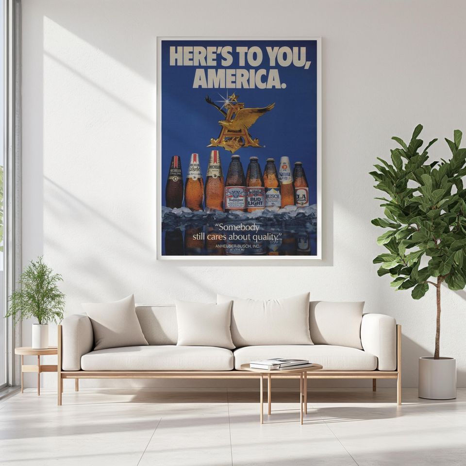 Vintage AnheuserBusch Beer Poster Heres to You