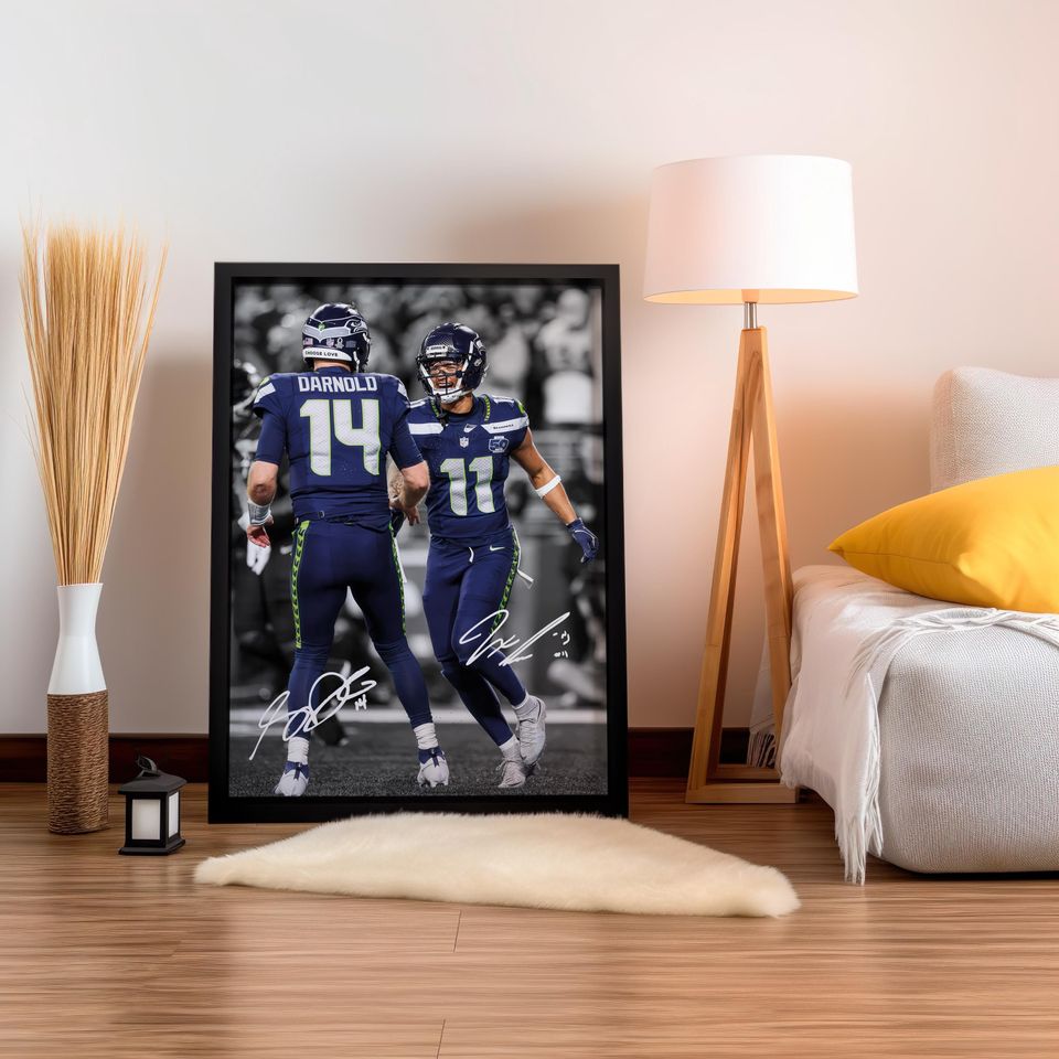 Jaxon Smith-Njigba Poster, Sam Darnold Poster, Signed Football Poster