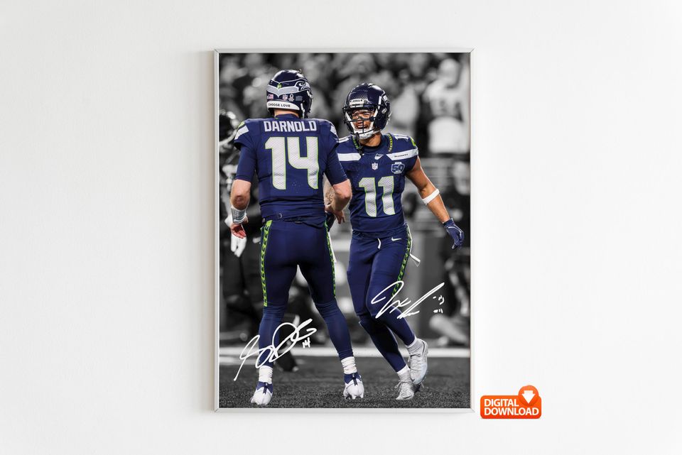 Jaxon Smith-Njigba Poster, Sam Darnold Poster, Signed Football Poster