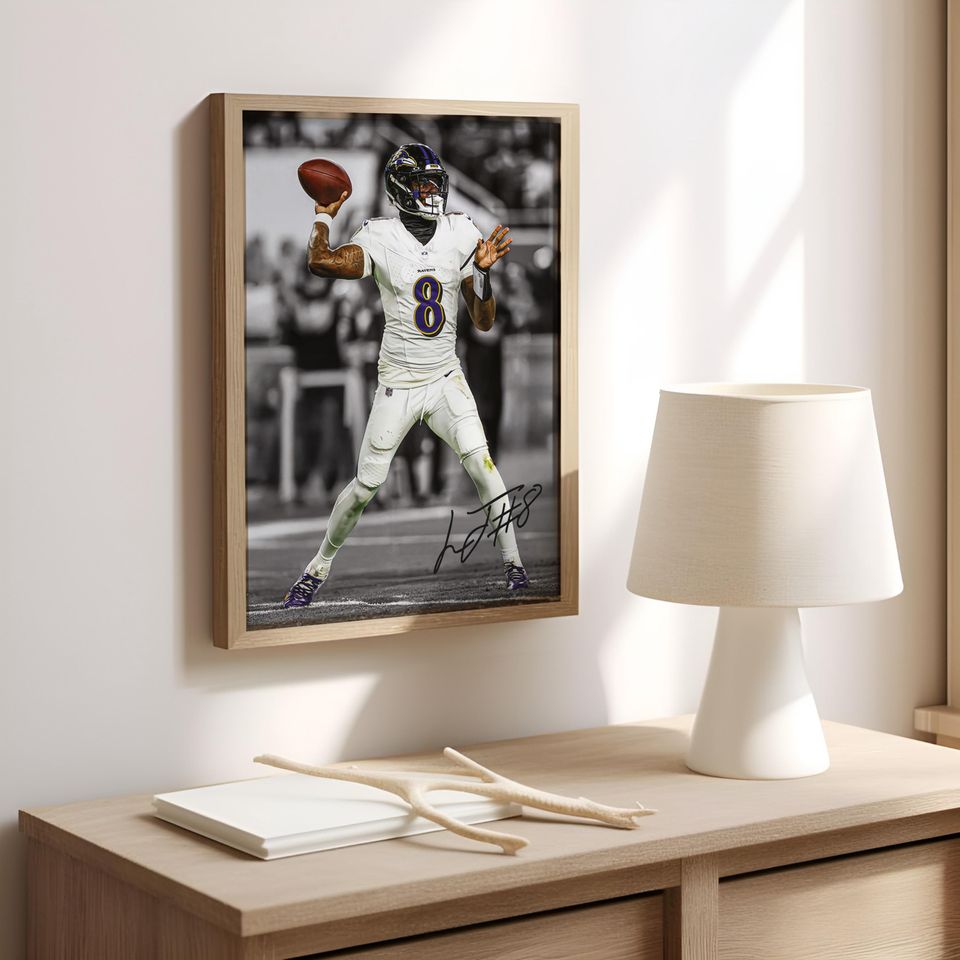 Lamar Jackson Poster, Signed Football Poster
