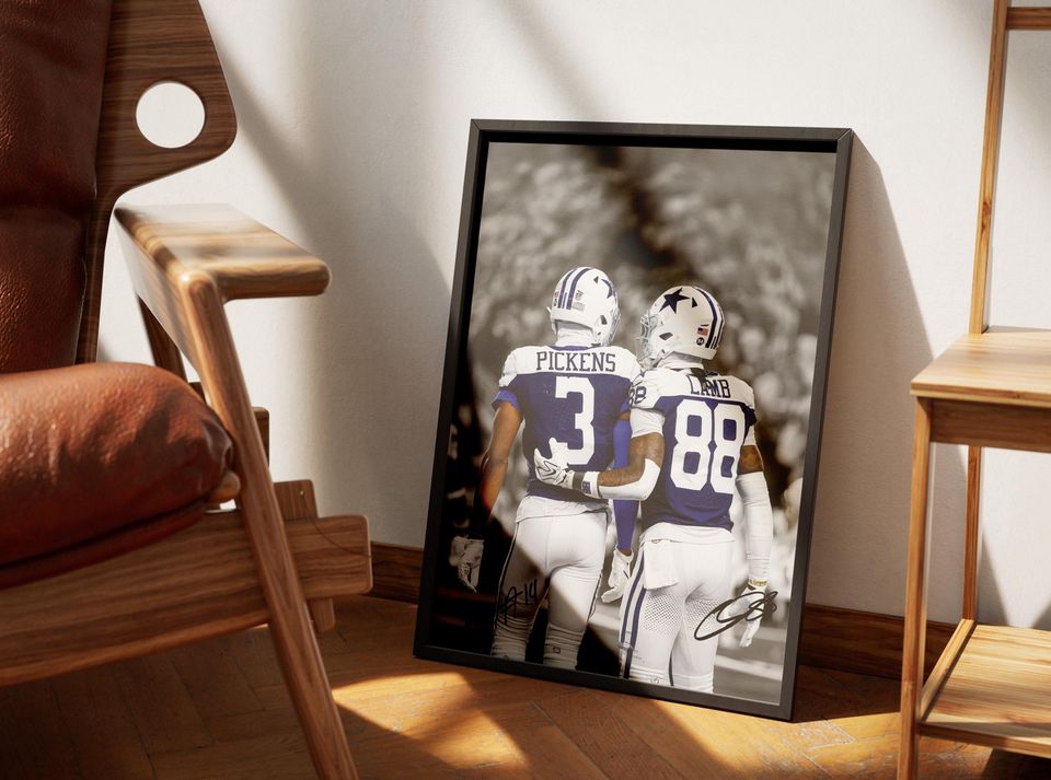 CeeDee Lamb Poster, George Pickens Poster, Signed Football Poster