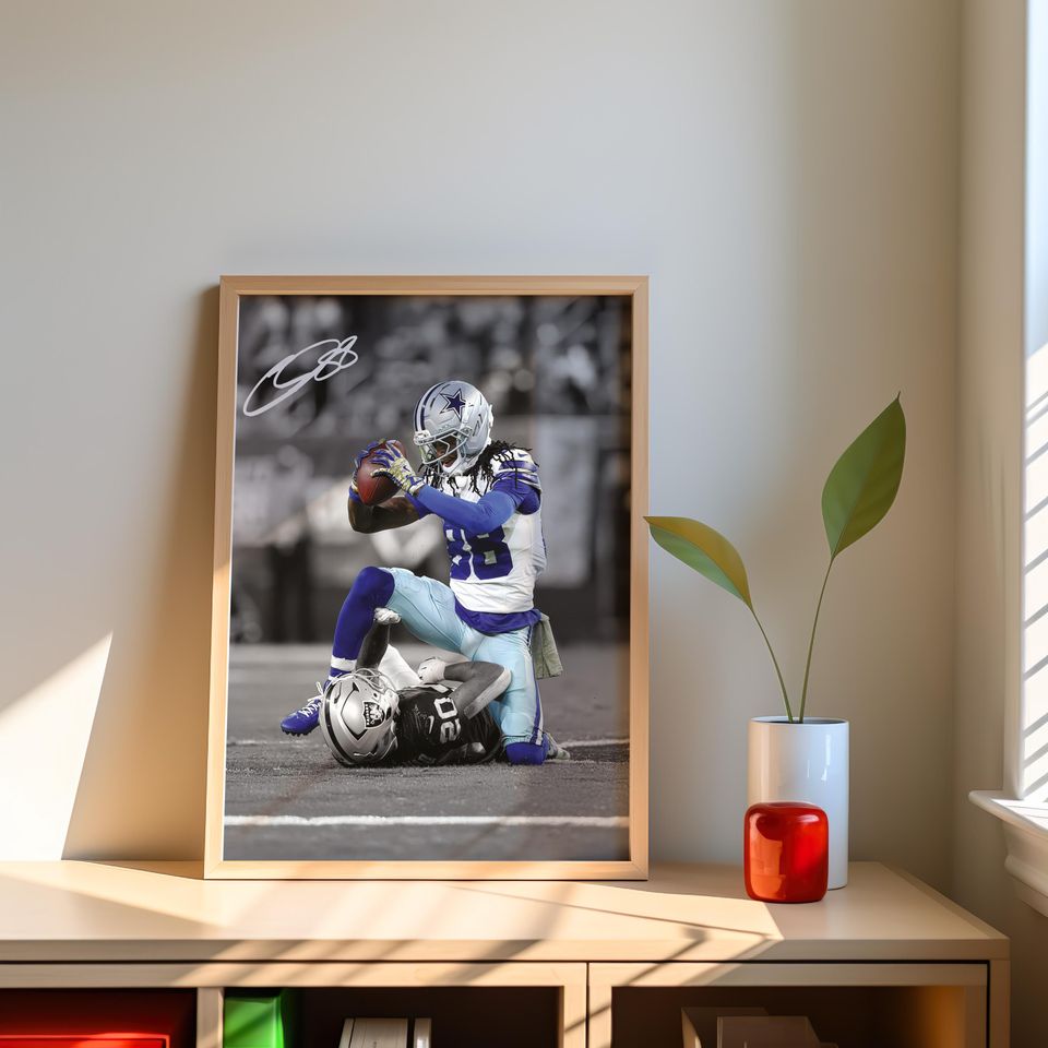 CeeDee Lamb Poster,  Signed Football Poster