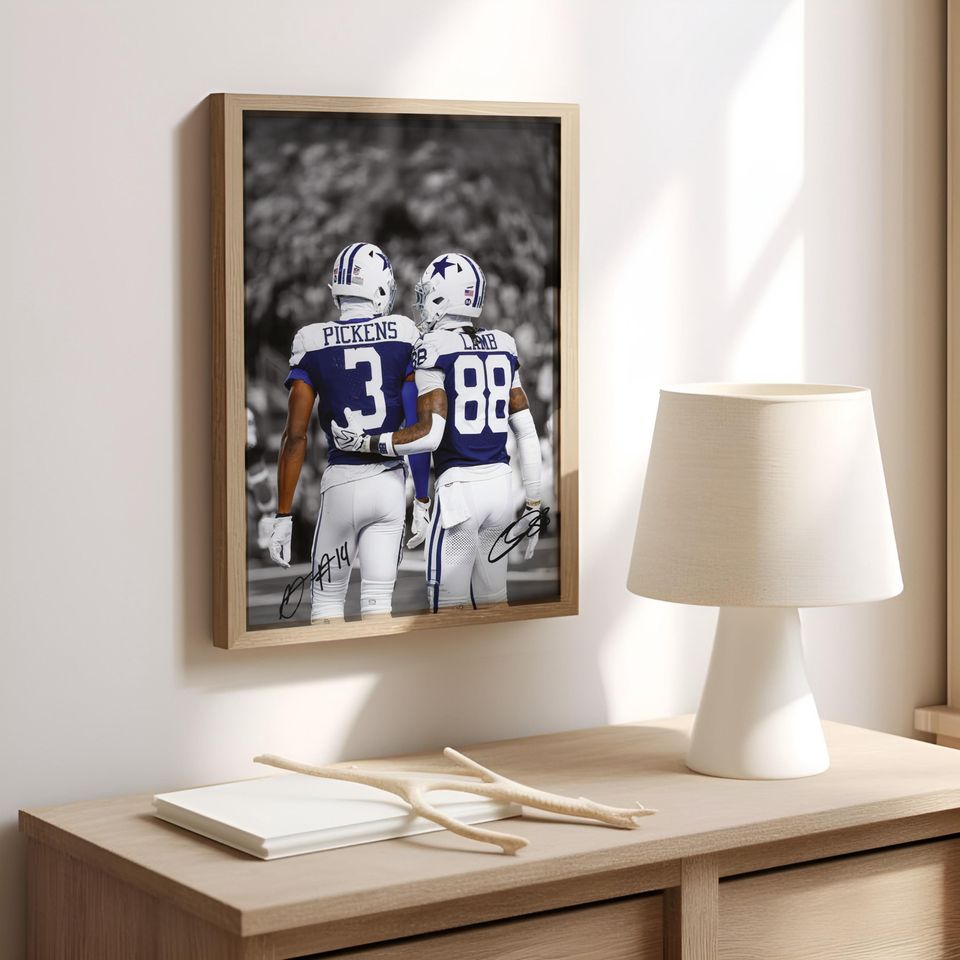 CeeDee Lamb Poster, George Pickens Poster, Signed Football Poster