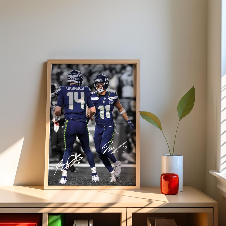 Jaxon Smith-Njigba Poster, Sam Darnold Poster, Signed Football Poster