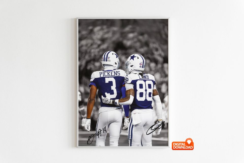 CeeDee Lamb Poster, George Pickens Poster, Signed Football Poster