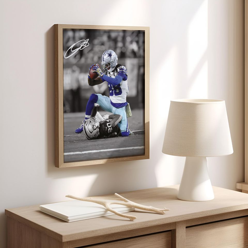 CeeDee Lamb Poster,  Signed Football Poster