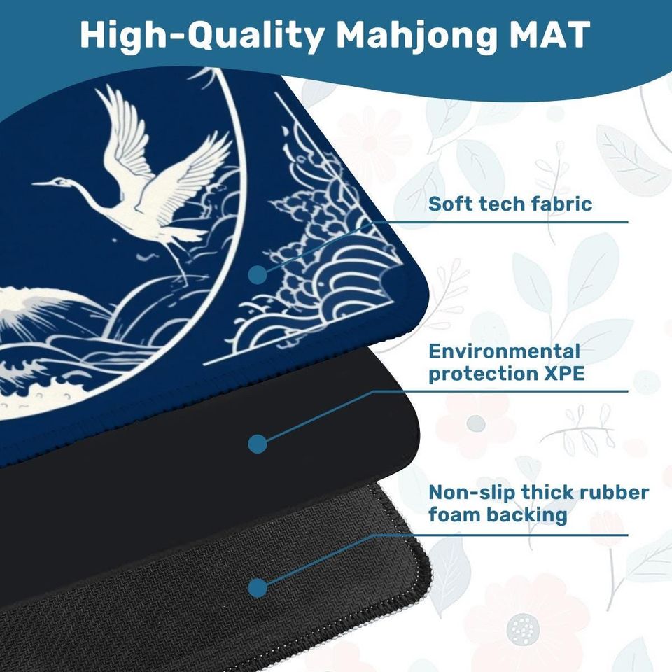 Navy Crane Mahjong Mat