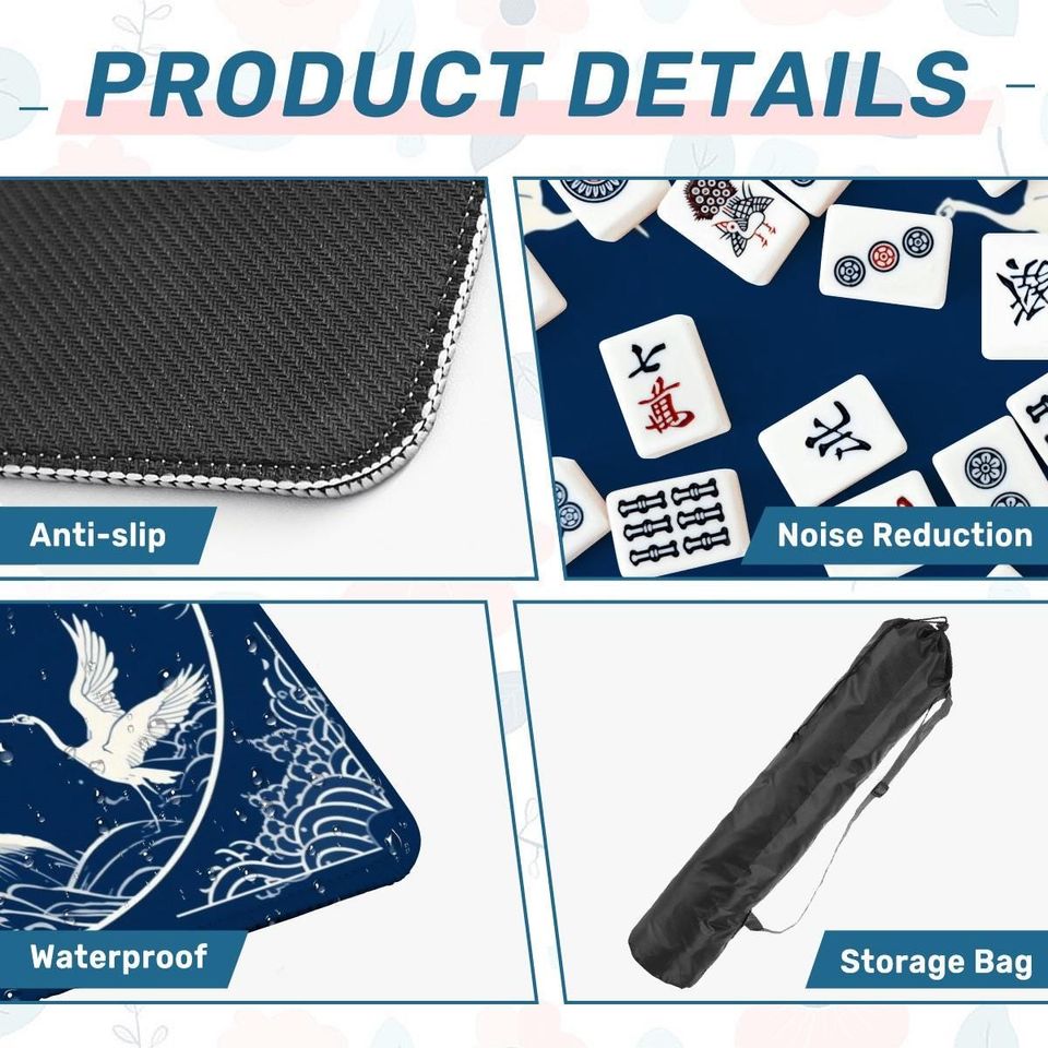 Navy Crane Mahjong Mat