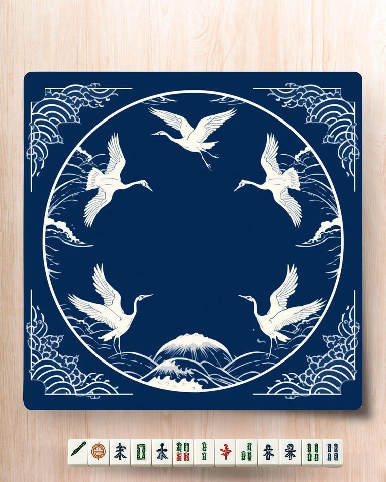 Navy Crane Mahjong Mat