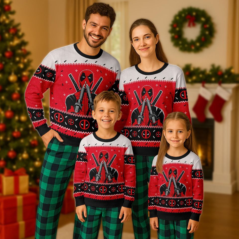 Deadpool Ugly Christmas Sweater, Deadpool Superhero Ugly Christmas Sweater, Xmas Sweatshirt