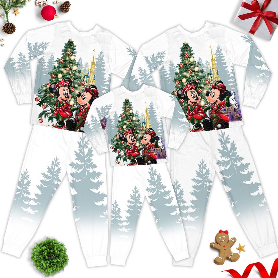 Minnie Mouse Christmas Pajamas Set, Mickey Mouse Christmas Family Matching Pajamas