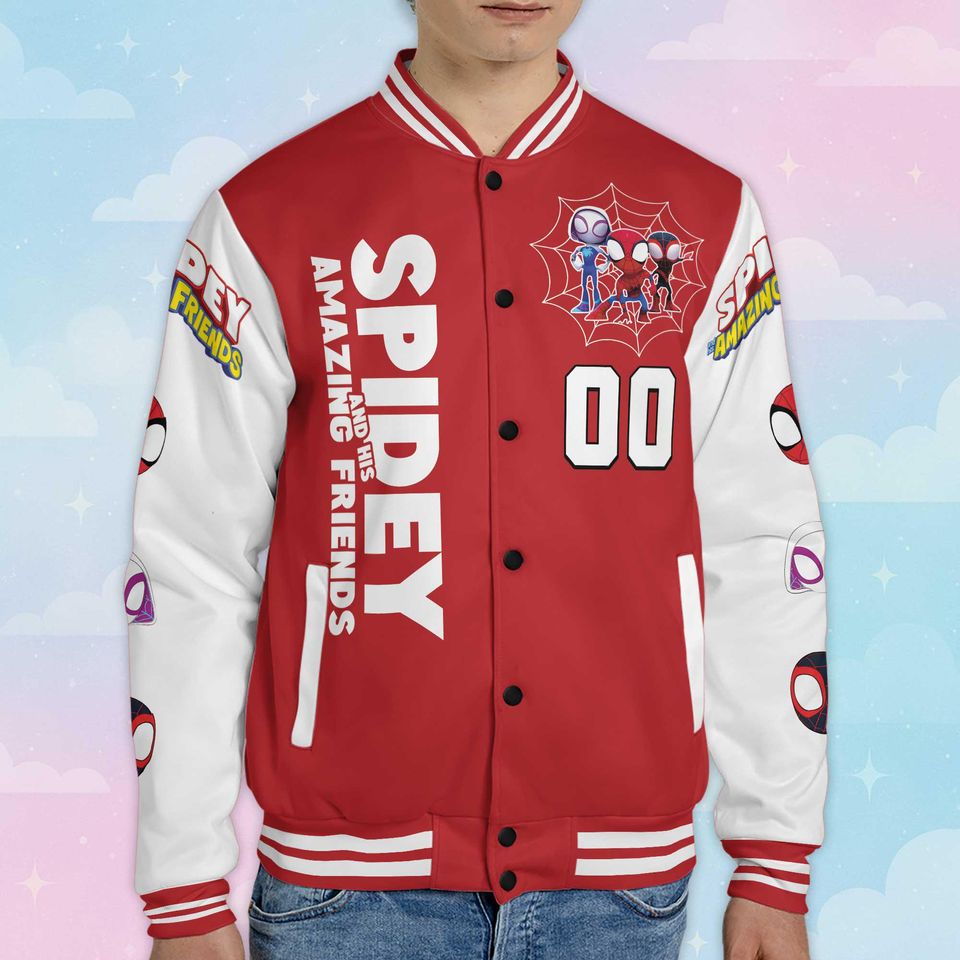 Custom Spidey And His Amazing Friends Varsity Jacket, Spider Verse Varsity Jacket Team