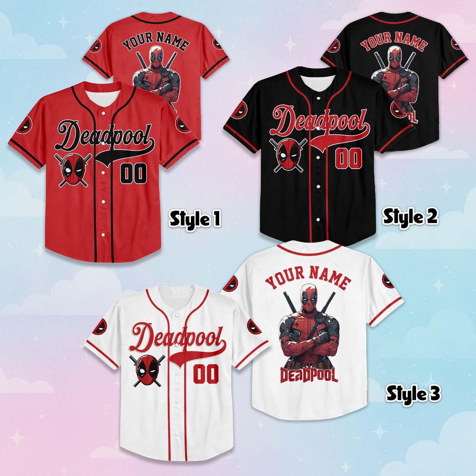 Custom Deadpool Baseball Jersey, Personalized Disney Superhero Deadpool Jersey Shirt