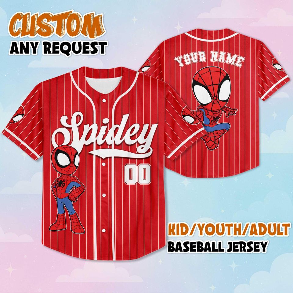 Personalized Spidey Baseball Jersey, Superhero Team Shirt
