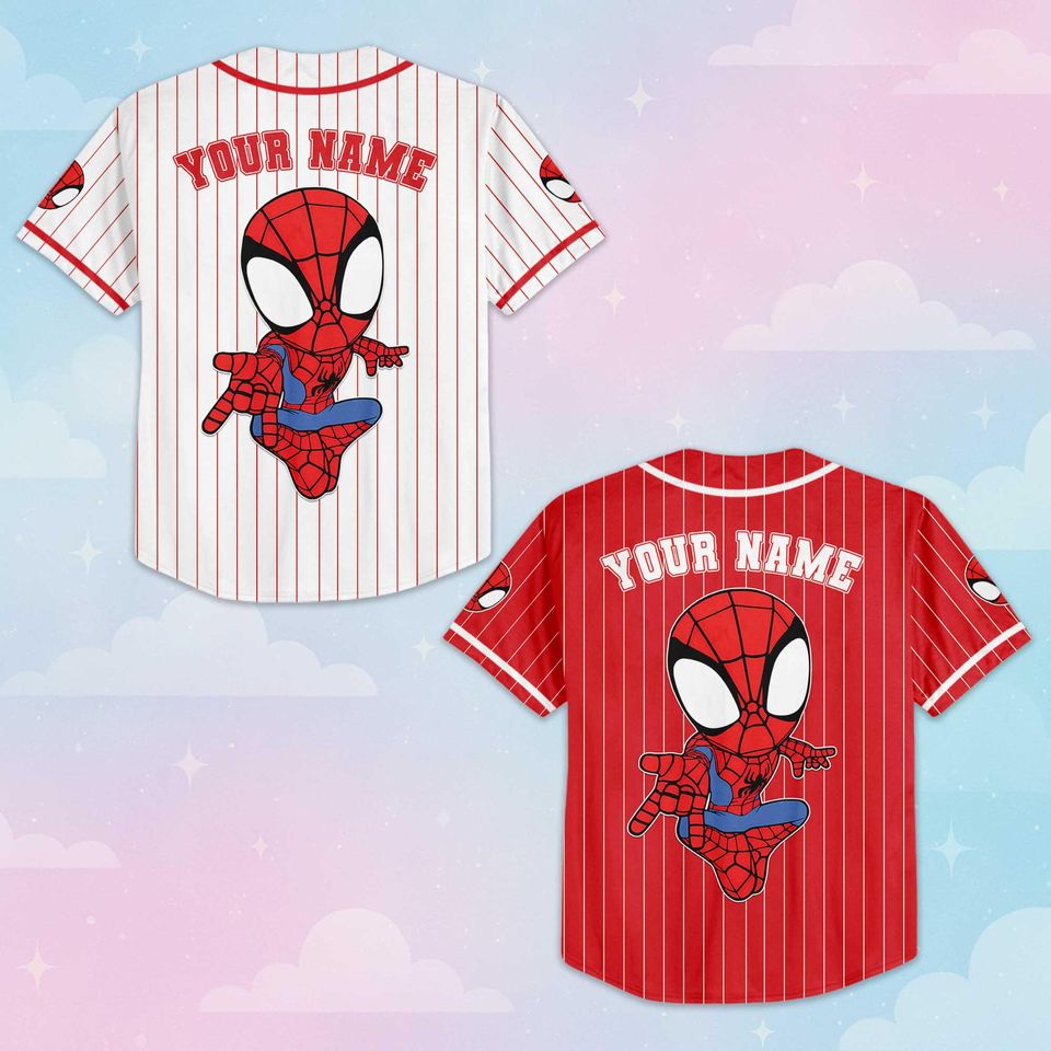 Personalized Spidey Baseball Jersey, Superhero Team Shirt