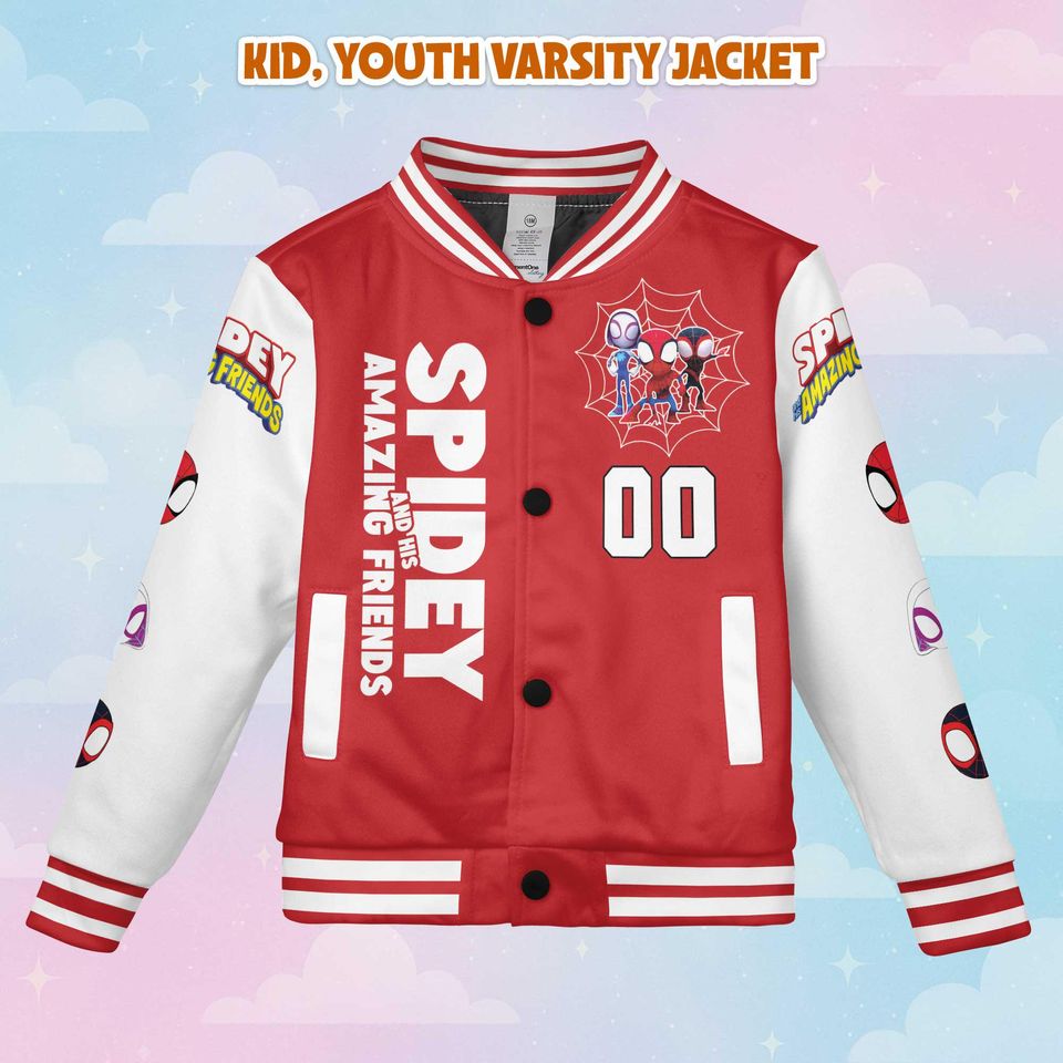 Custom Spidey And His Amazing Friends Varsity Jacket, Spider Verse Varsity Jacket Team