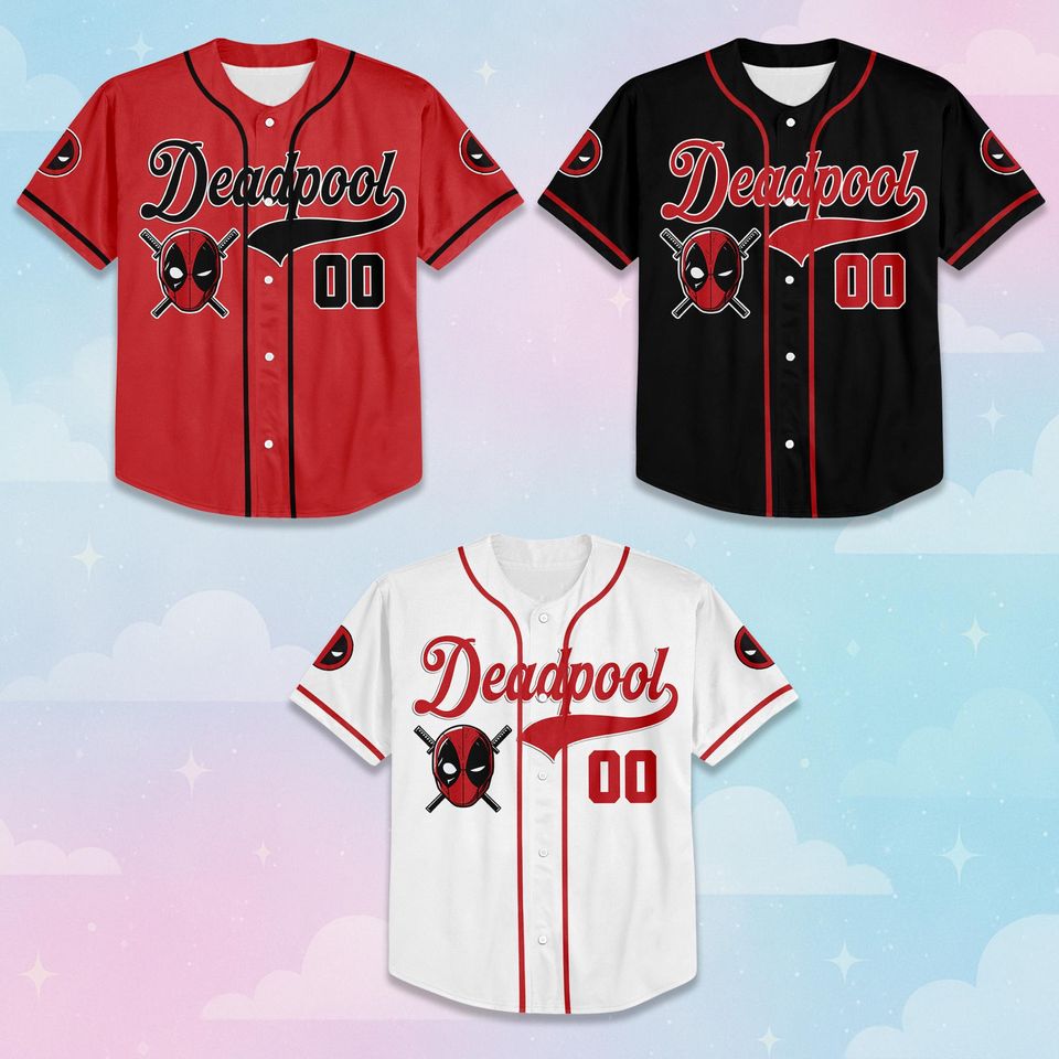 Custom Deadpool Baseball Jersey, Personalized Disney Superhero Deadpool Jersey Shirt