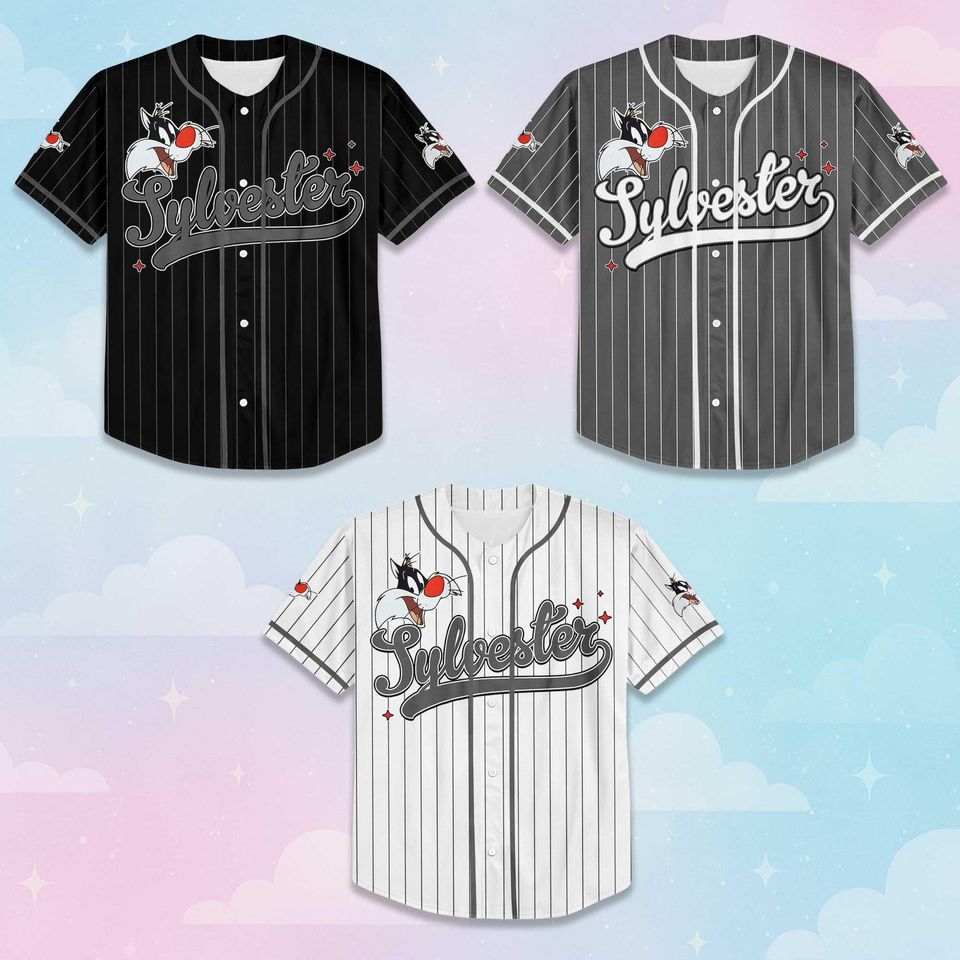 Personalized Sylvester Cat Baseball Jersey, Custom Looney Tunes Fan Gift