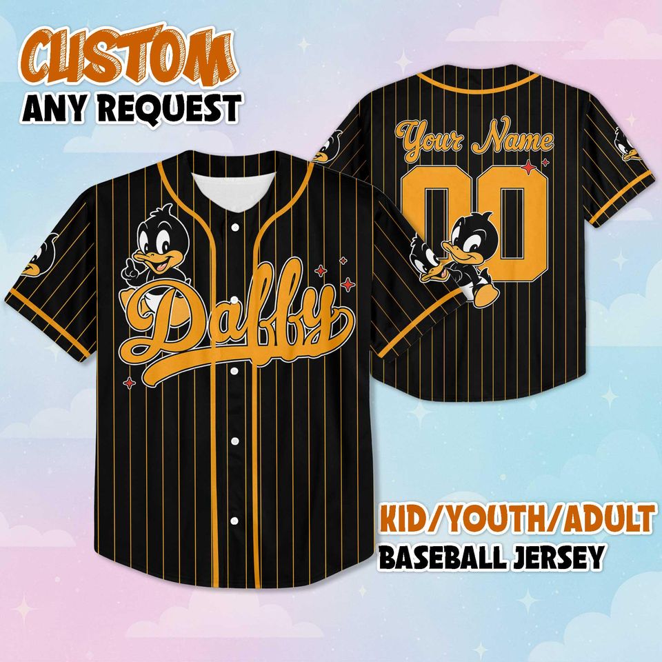 Personalized Daffy Duck Baseball Jersey, Custom Looney Tunes Jersey Shirt, Custom Family Outfit