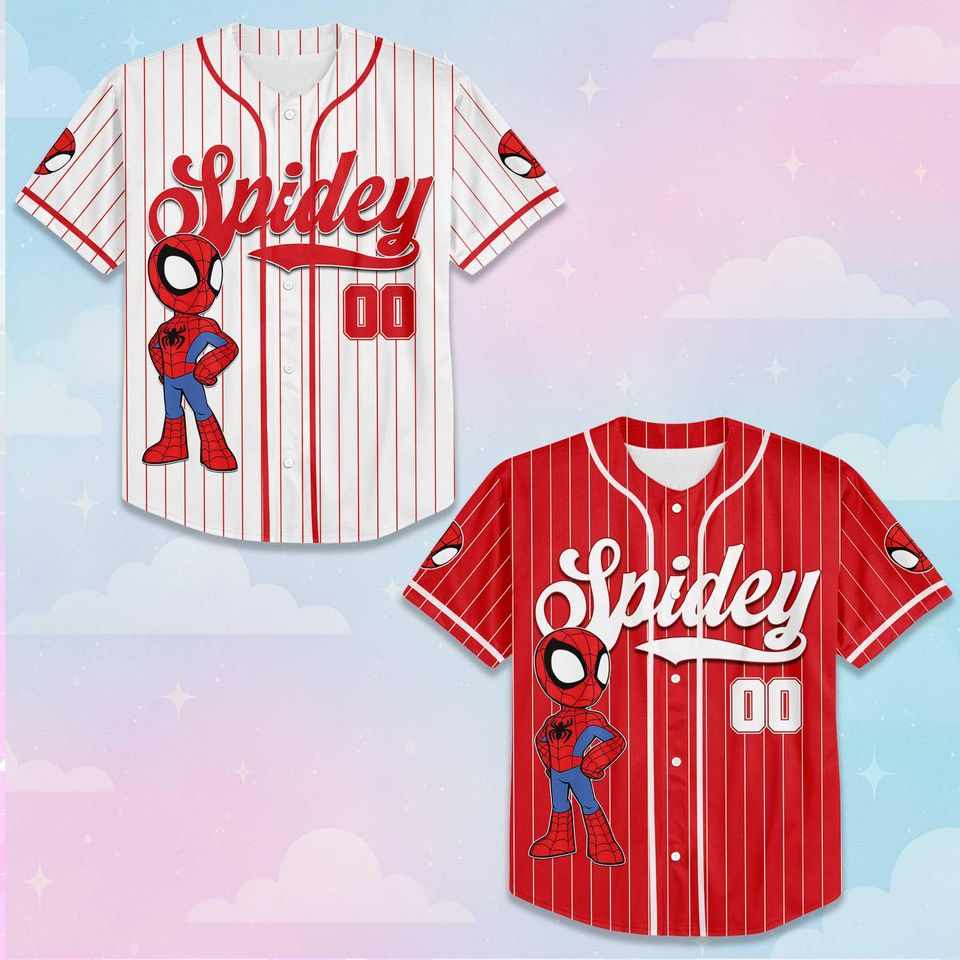 Personalized Spidey Baseball Jersey, Superhero Team Shirt