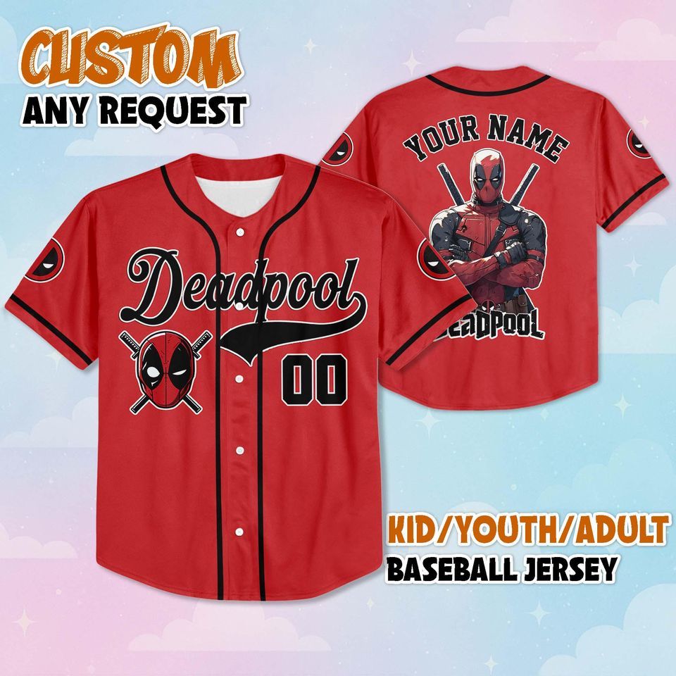 Custom Deadpool Baseball Jersey, Personalized Disney Superhero Deadpool Jersey Shirt