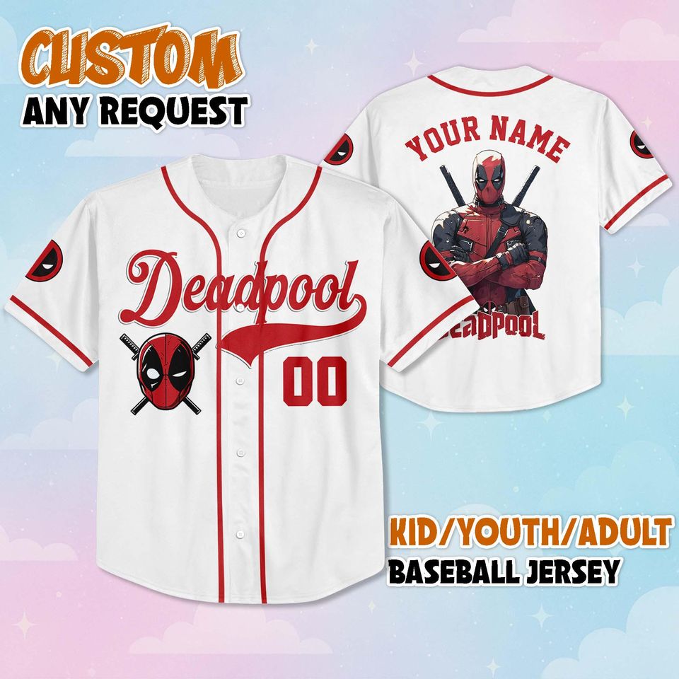 Custom Deadpool Baseball Jersey, Personalized Disney Superhero Deadpool Jersey Shirt
