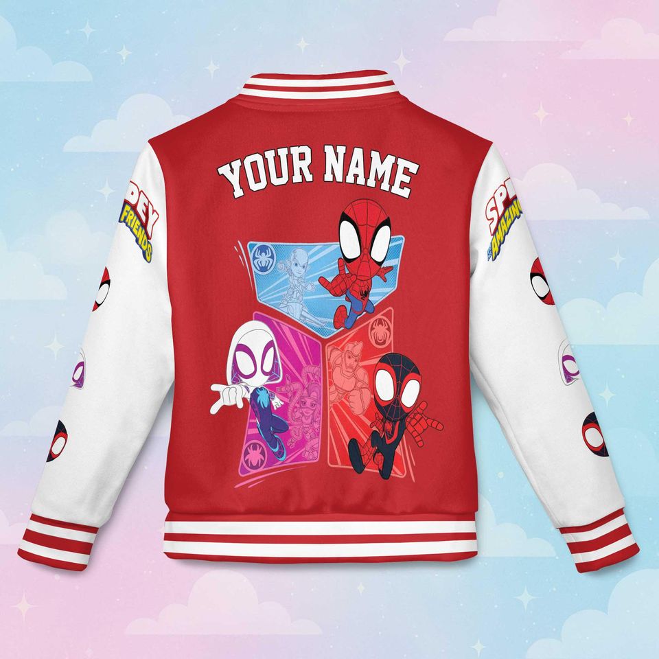 Custom Spidey And His Amazing Friends Varsity Jacket, Spider Verse Varsity Jacket Team