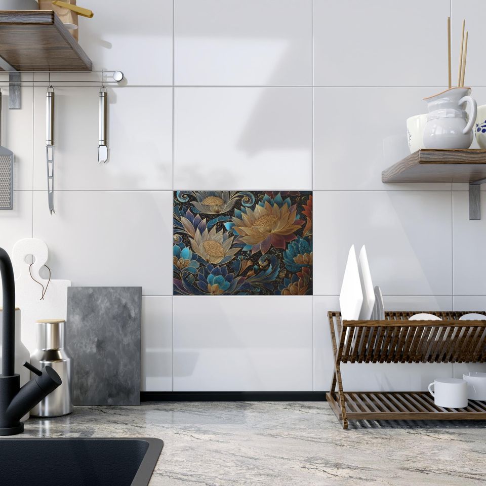 Floral Ceramic Tile – Nature Inspired Wall Decoration