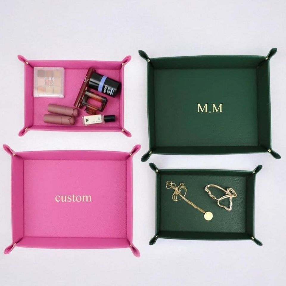 Personalized Leather Valet Tray  Custom Initials Monogram  Catchall Tray