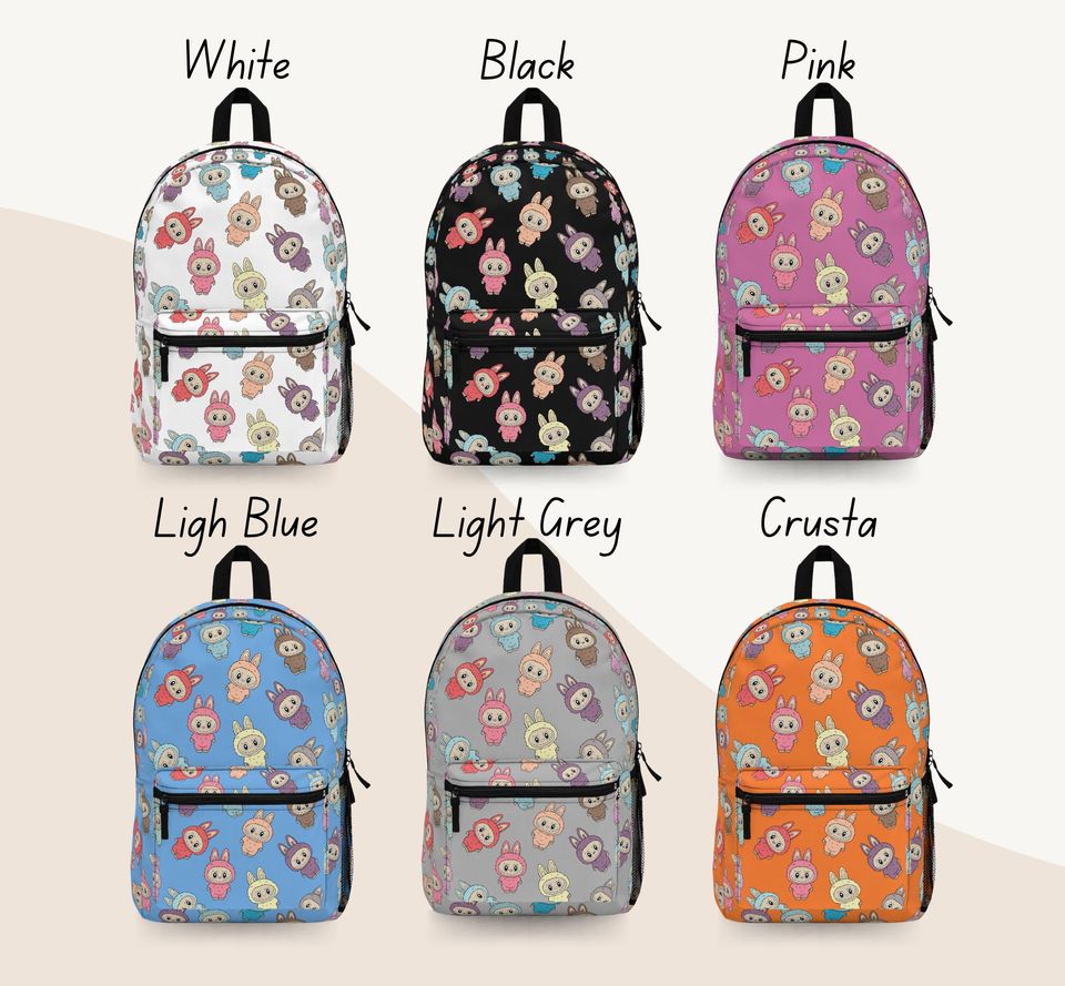 Personalized Labubu Gingham Backpack - Cute School Bag for Kids