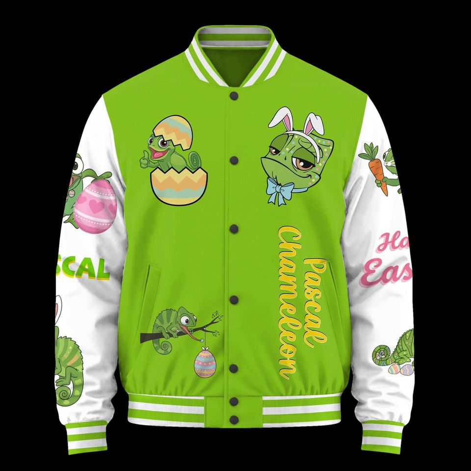 Easter Pascal Baseball Jacket, Cute Cartoon Jacket, Easter Bunny Shirt, WDW Fan Gift, Spring Jacket Outfit