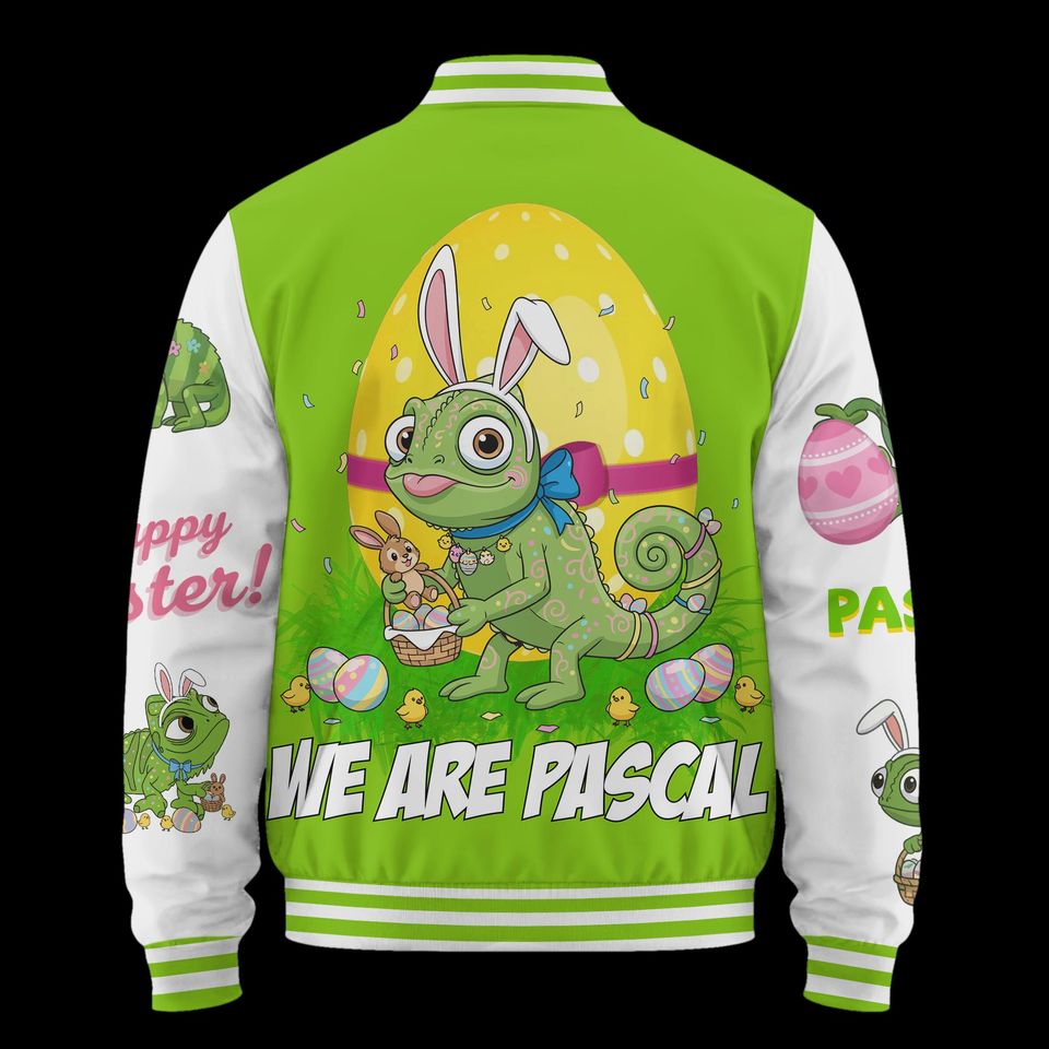 Easter Pascal Baseball Jacket, Cute Cartoon Jacket, Easter Bunny Shirt, WDW Fan Gift, Spring Jacket Outfit