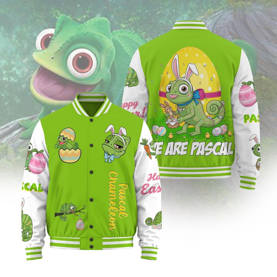 Easter Pascal Baseball Jacket, Cute Cartoon Jacket, Easter Bunny Shirt, WDW Fan Gift, Spring Jacket Outfit