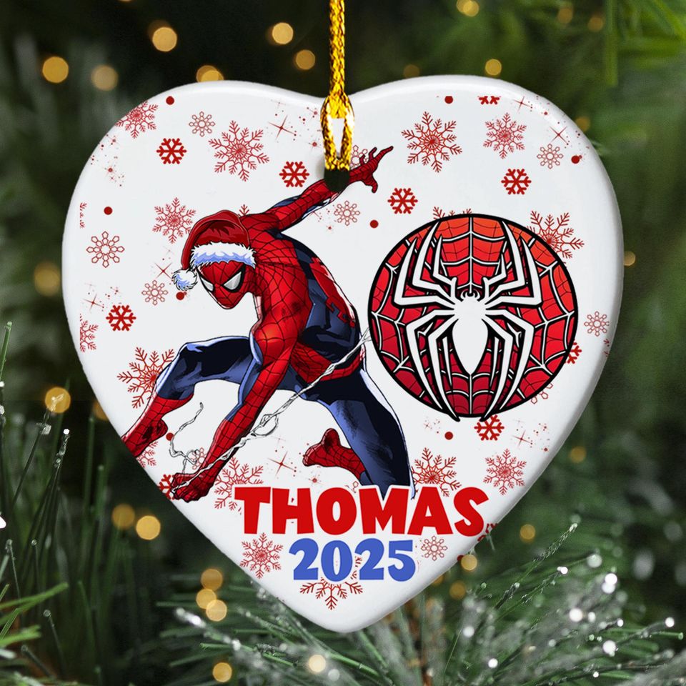 Personalized Super Spiderman Christmas Ornament, Spider Hero Christmas Tree Decor