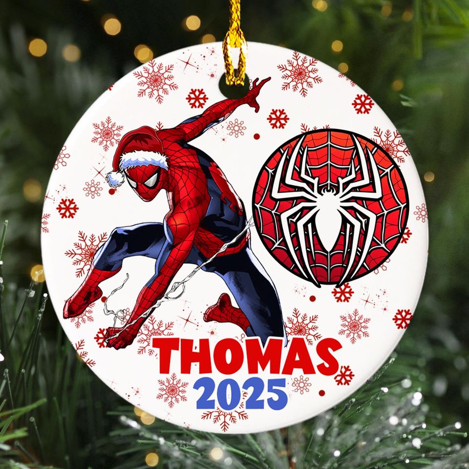 Personalized Super Spiderman Christmas Ornament, Spider Hero Christmas Tree Decor