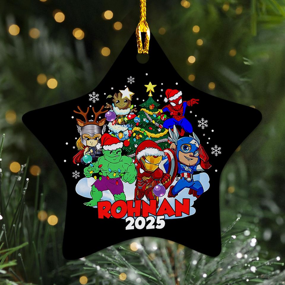 Personalized Marvel Christmas Ornament, Avenger Team Custom 2025 Christmas Tree Decor