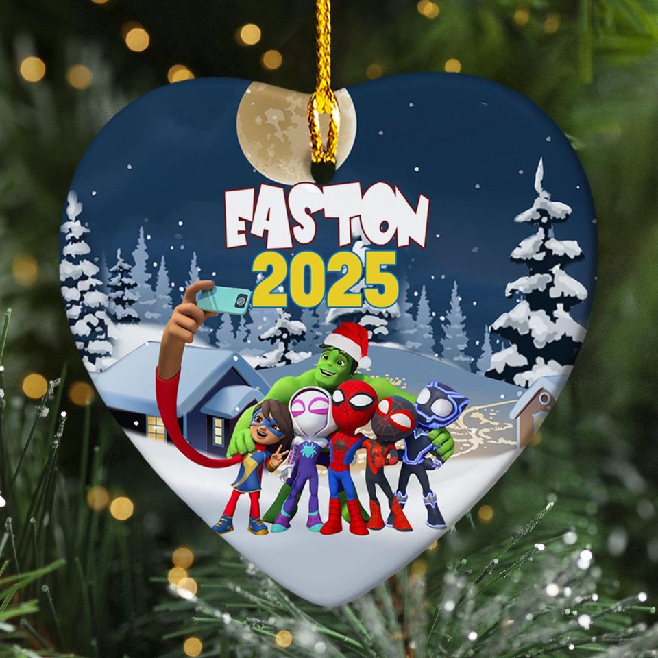 Personalized Ornament Superhero Team In Winter Theme