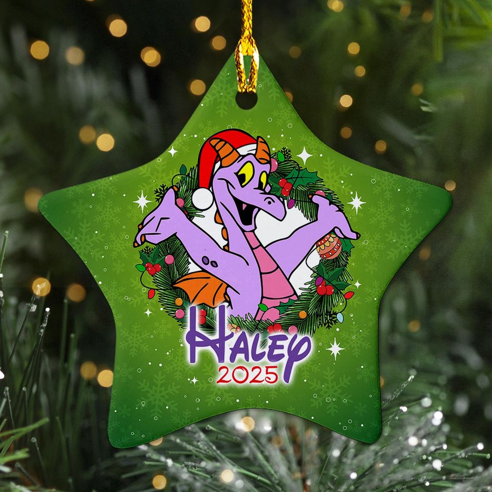 Personalized Figment Purple Dragon Christmas Wreath Ornament
