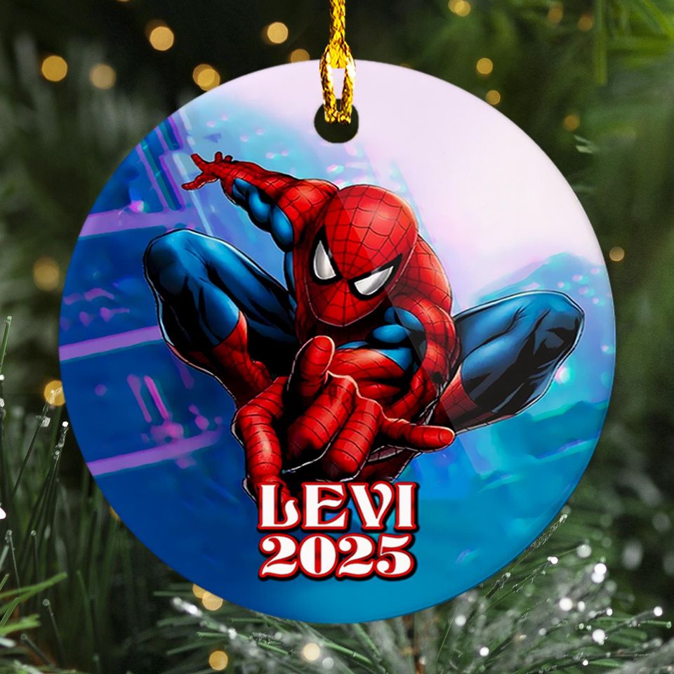 Personalized Spiderman Christmas Ornament, Funny Marvel 2025 Christmas Tree Decor