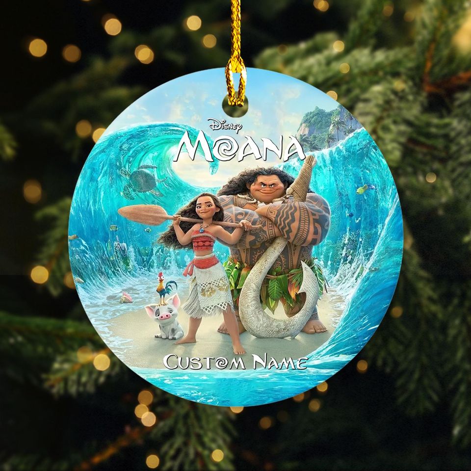 Personalized Princess Moana Christmas Ornament, Moana Xmas Ornament