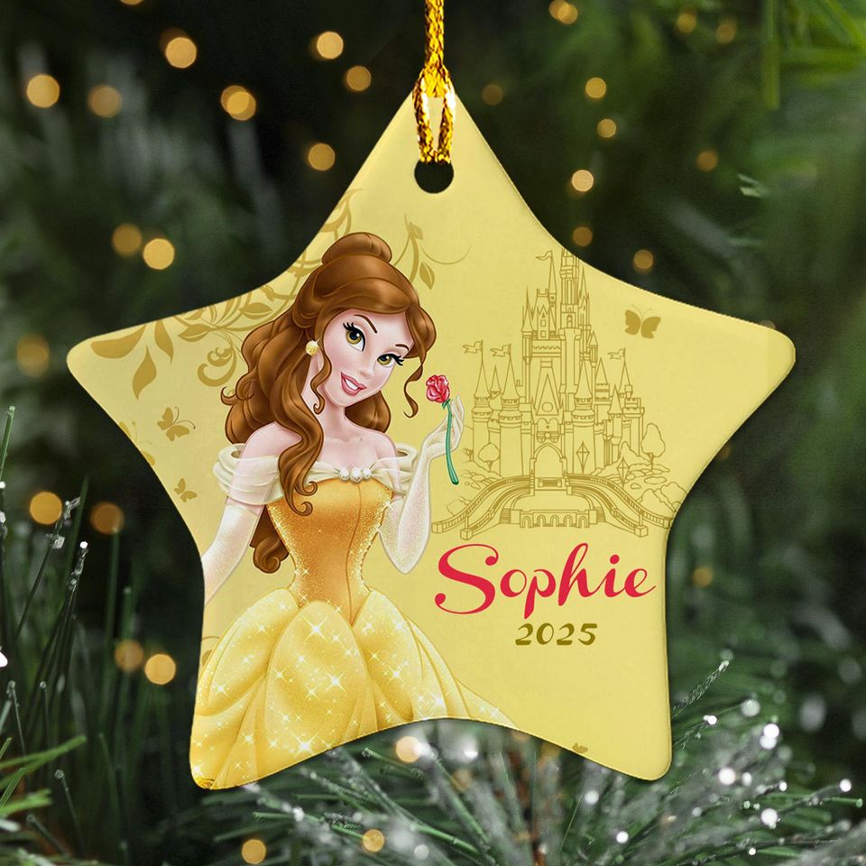Personalized Belle Princess Christmas Ornament, Beauty And Beast Christmas Tree Decor