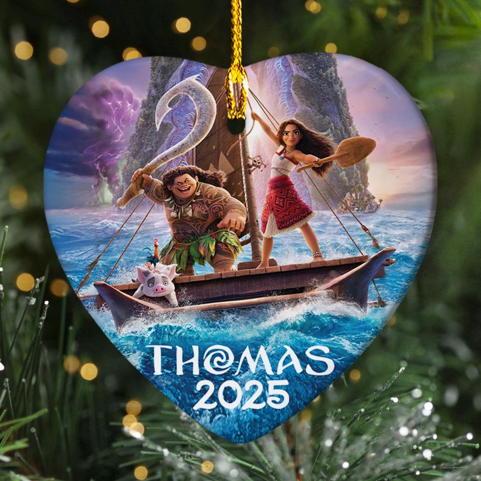 Personalized Moana Christmas Ornament, Island Princess Moana Xmas Ornament