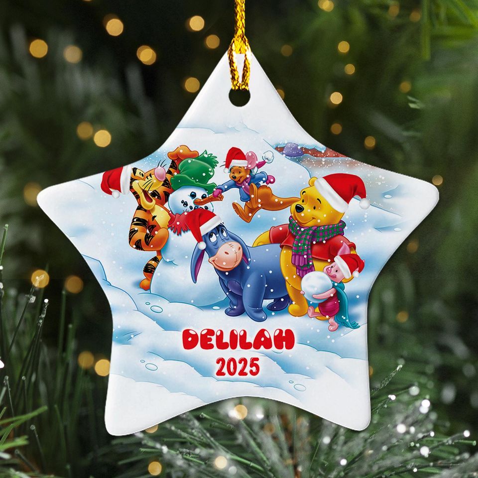Personalized Winnie The Pooh Christmas Ceramic Ornament