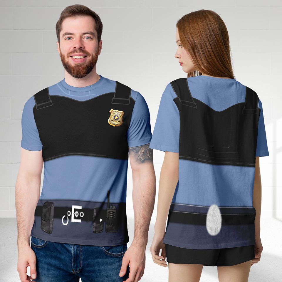 Police Rabbit Halloween Costume 3D Shirt, Policewoman Cosplay Costume For Halloween