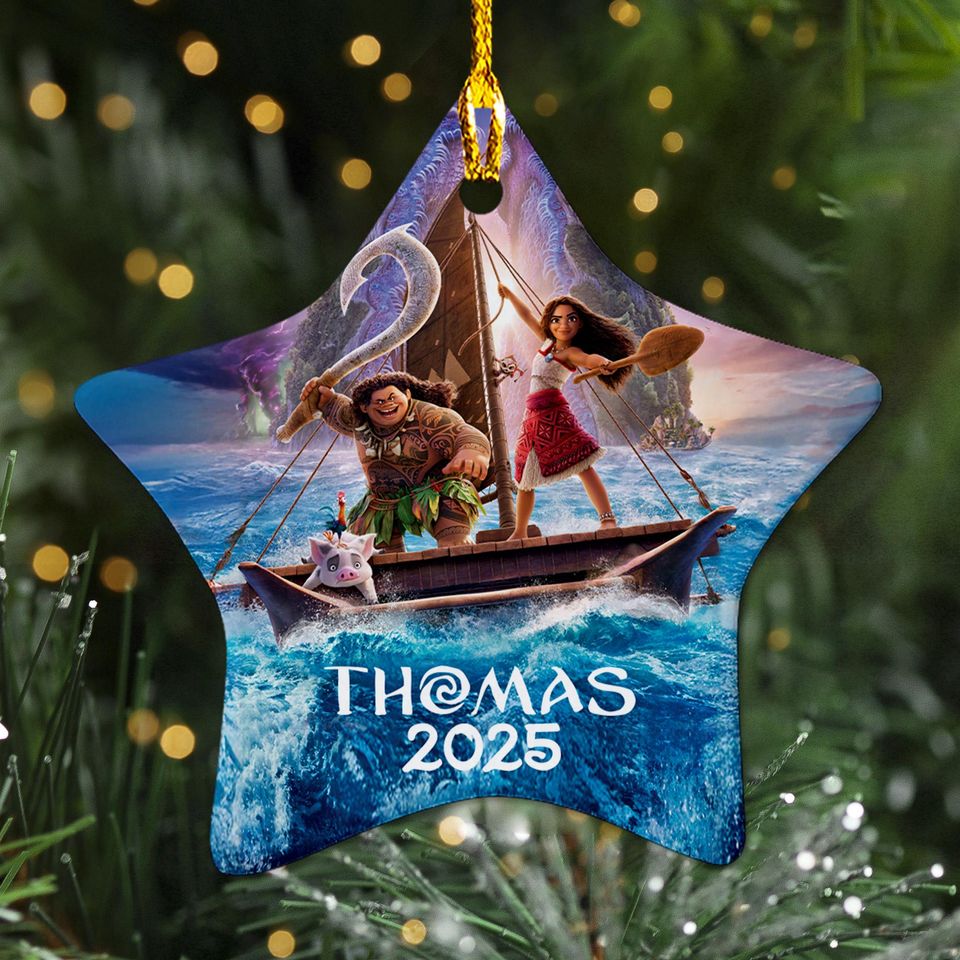 Personalized Moana Christmas Ornament, Island Princess Moana Xmas Ornament