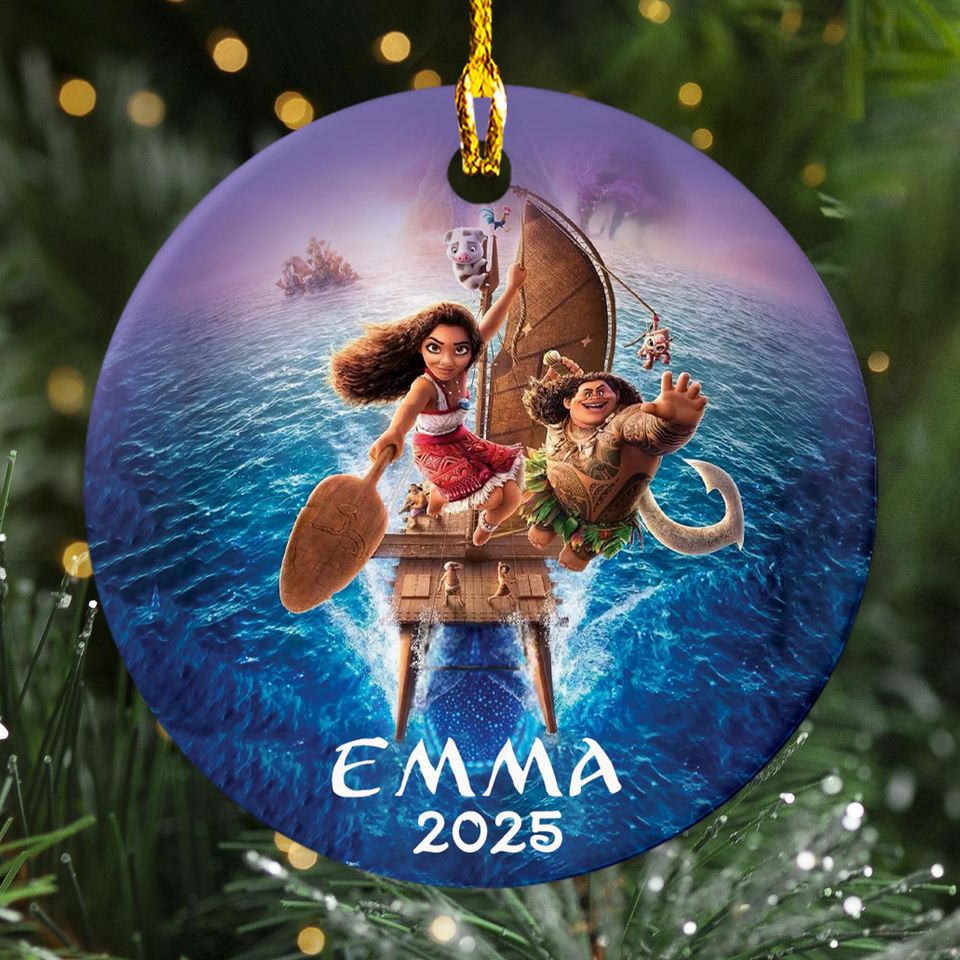 Moana 2 Christmas Ornament, Princess Moana Xmas Decor