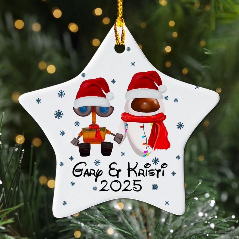 Personalized Wall-E & Eve Robot Couple Christmas Ornament