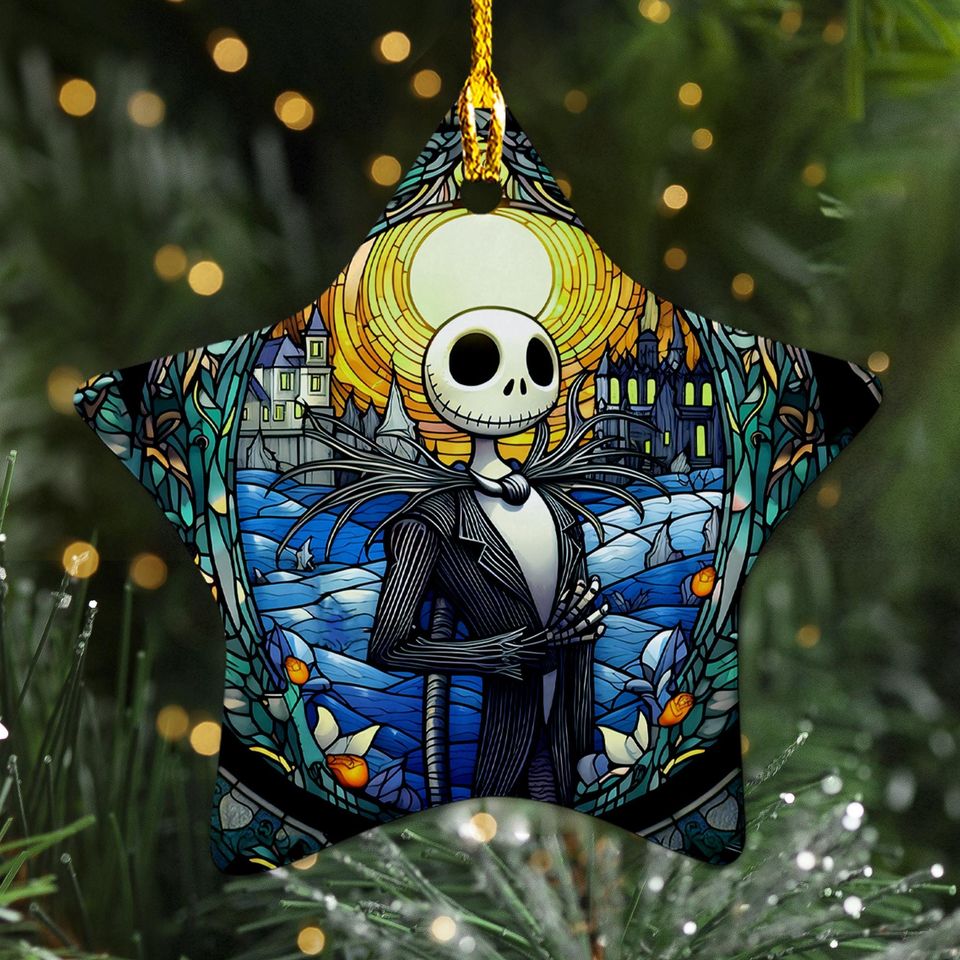 Stained Glass Scary Christmas Ornament, Nightmare 2025 Christmas Tree Decor